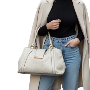 Gucci Guccissima Ivory Leather Shoulder Bag 211952